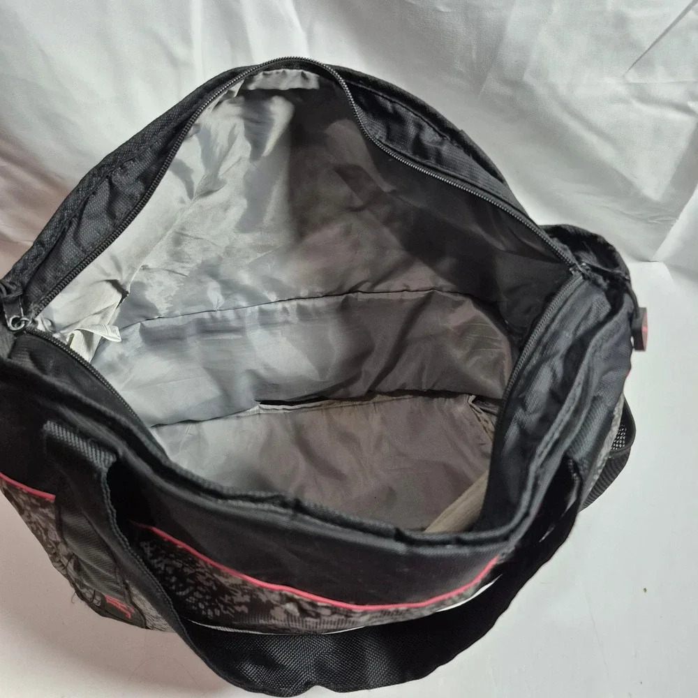 JAX Athletix Insulated Lunch Tote Black Gray Gym Cooler Bag Pink Trim 14